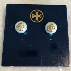 Tory Burch Crystal Pearl Stud Earrings